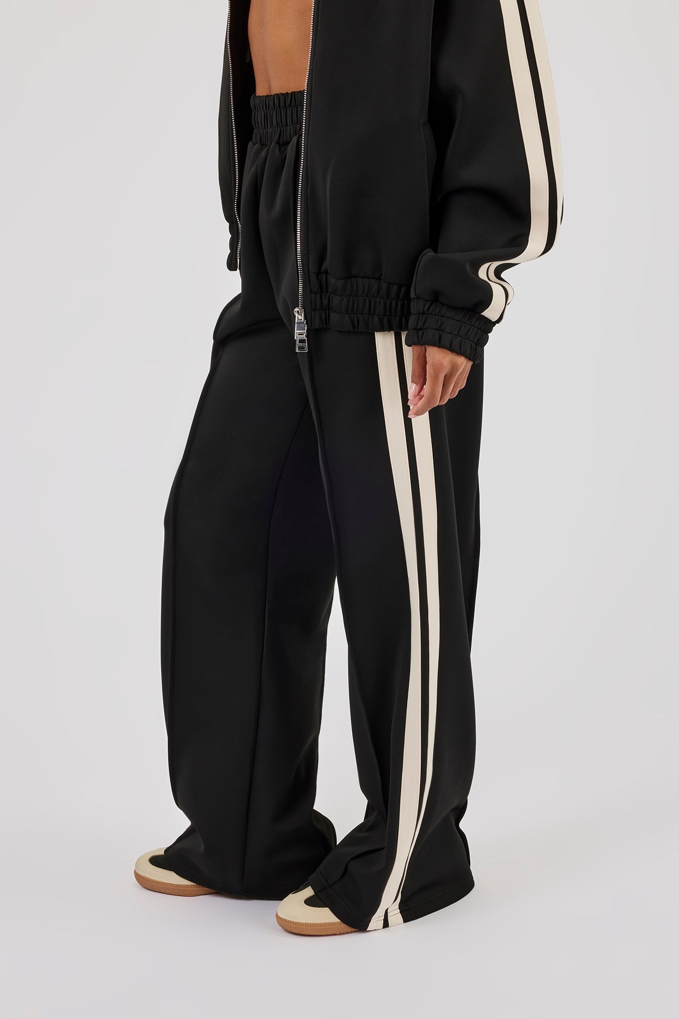 Taping Wide Leg Track Pant - Black
